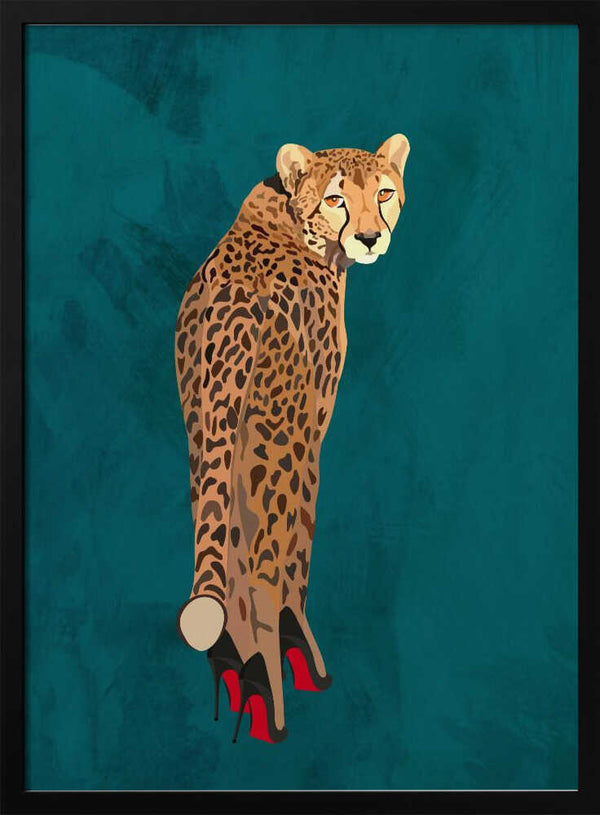 Tablou înramat „Turquoise cheetah in heels” de Sarah Manovski