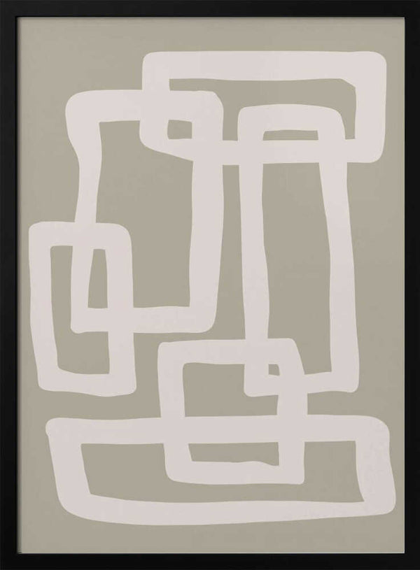 Tablou înramat „Sage Green Abstract Shapes” de Natasha Playell