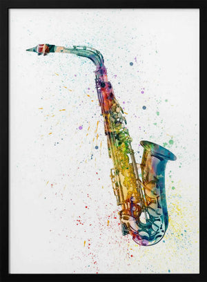 Tablou înramat „Saxophone Abstract Watercolor” de Michael Tompsett
