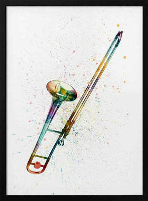Tablou înramat „Trombone Abstract Watercolor” de Michael Tompsett