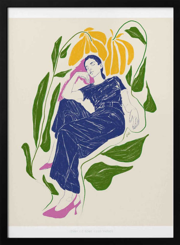 Tablou înramat „Jlr Quiet in the garden” de Jenny Liz Rome