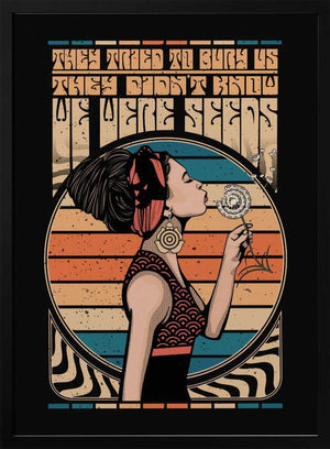 Tablou înramat „Peace Hippie Quote” de Retrodrome