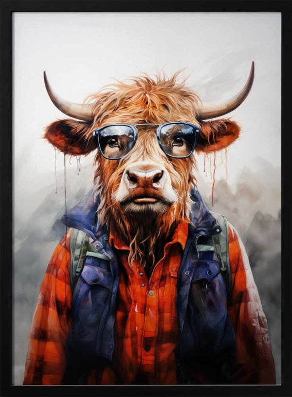 Tablou înramat „Buffalo Watercolor Animal Art (4)” de Justyna Jaszke