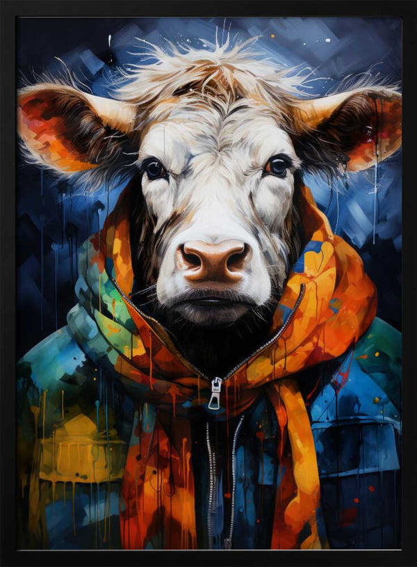 Tablou înramat „Cow Watercolor Animal Art” de Justyna Jaszke