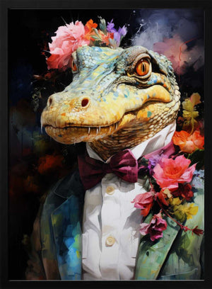 Tablou înramat „Crocodile Watercolor Animal Art” de Justyna Jaszke