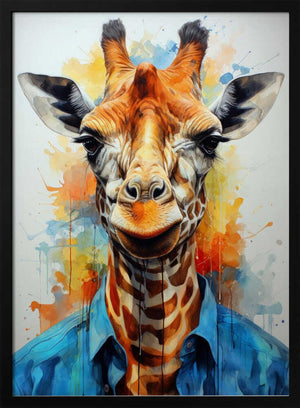 Tablou înramat „Giraffe Watercolor Animal Art (1)” de Justyna Jaszke