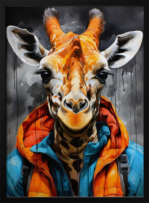 Tablou înramat „Giraffe Watercolor Animal Art (2)” de Justyna Jaszke