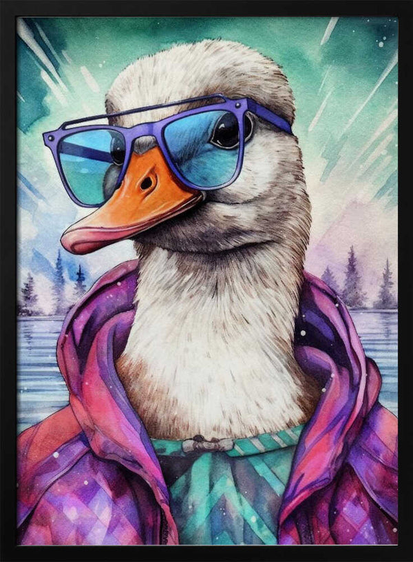 Tablou înramat „Goose Watercolor Animal Art” de Justyna Jaszke