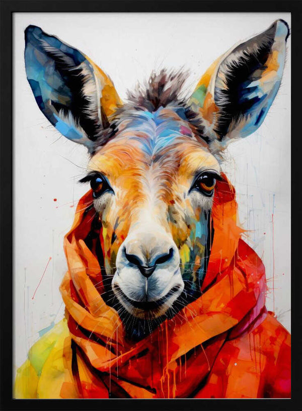 Tablou înramat „Donkey Watercolor Animal Art” de Justyna Jaszke