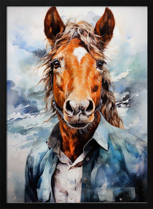 Tablou înramat „Horse Watercolor Animal Art” de Justyna Jaszke