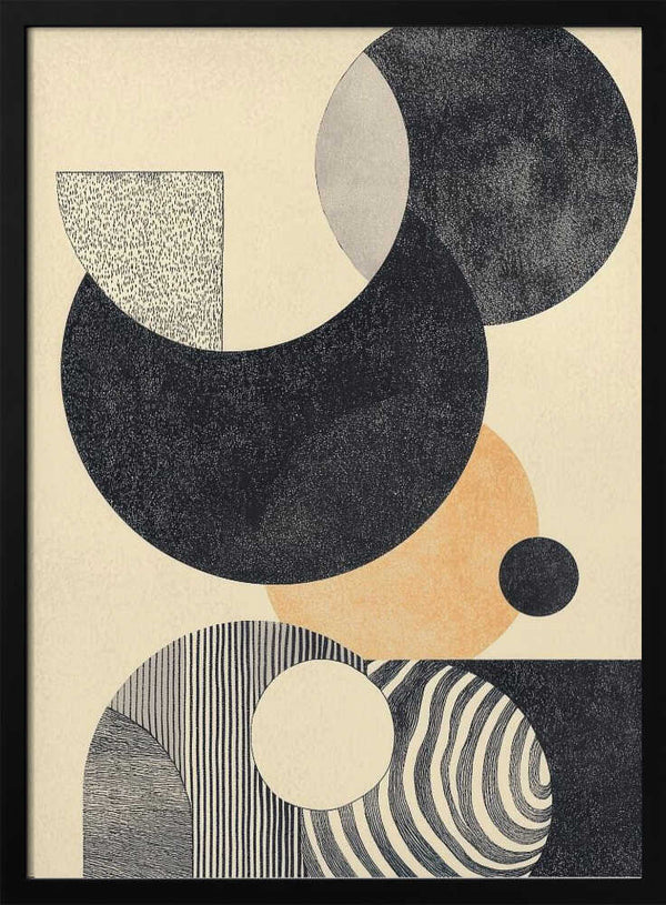 Tablou înramat „Geometric Art with Circles and Patterns” de Melloi Art Prints