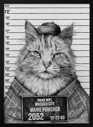 Tablou înramat „Cat In A Police Lineup” de Mike Koubou