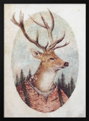 Tablou înramat „Deer In A Rustic Outfit” de Mike Koubou