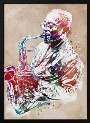 Tablou înramat „Saxophone music art” de Justyna Jaszke
