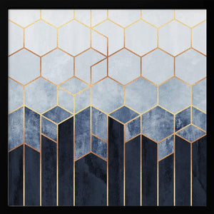 Tablou înramat „Soft Blue Hexagons” de Elisabeth Fredriksson