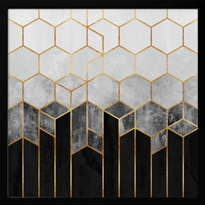 Tablou înramat „Charcoal Hexagons” de Elisabeth Fredriksson