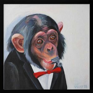 Tablou înramat „Dapper Chimp Whistle” de Violeta Vollmer
