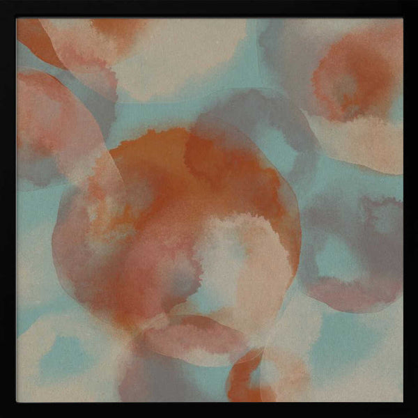 Tablou înramat „Soft Hues – Abstract Watercolor in Terra, Taupe, Blue” de Dina Dankers