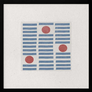 Tablou înramat „Red Circles, Blue Lines” de THE MIUUS STUDIO