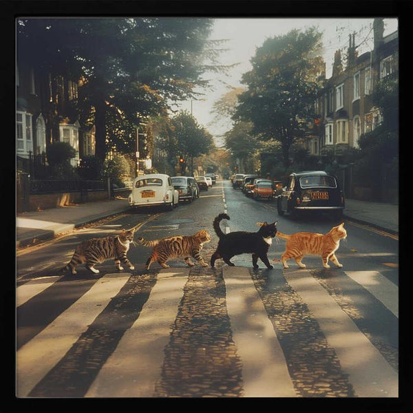 Tablou înramat „Kitty Abbey Road” de Dikhotomy