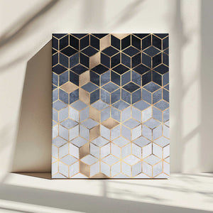 Tablou canvas „Soft Blue Gradient Cubes” de Elisabeth Fredriksson