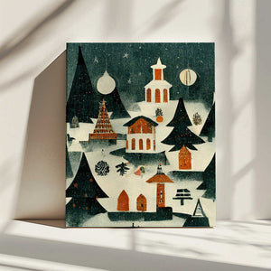 Tablou canvas „Winter Village Glow” de Treechild