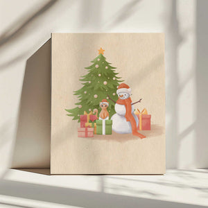 Tablou canvas „Snowman And Cat” de Xuan Thai