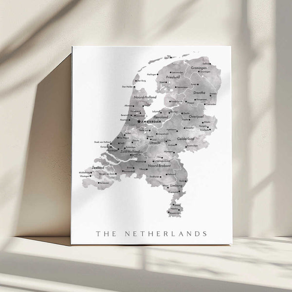 Tablou canvas „Gray map of the Netherlands” de Rosana Laiz Blursbyai