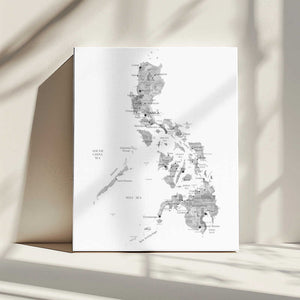 Tablou canvas „Gray watercolor map of Philippines” de Rosana Laiz Blursbyai