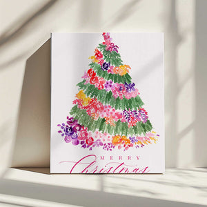 Tablou canvas „Floral watercolor merry Christmas tree” de Rosana Laiz Blursbyai
