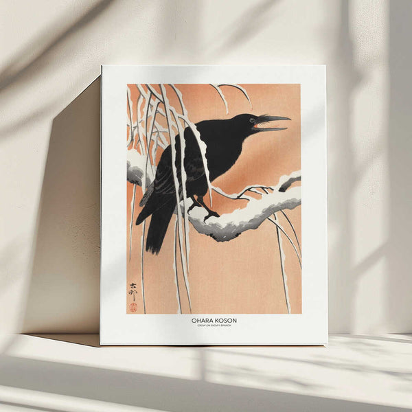 Tablou canvas „Crow On Snowy Branch” de Ohara Koson