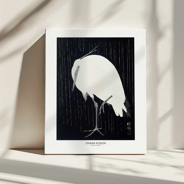 Tablou canvas „Egret In The Rain” de Ohara Koson