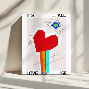 Tablou canvas „It's All Love '69 Heart Greige” de Frances Collett
