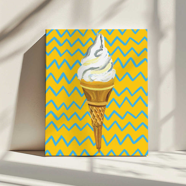 Tablou canvas „Ice Cream Yellow Zigzag” de Alice Straker