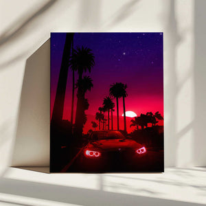 Tablou canvas „Neon Sunset Drive” de Ritvik takkar