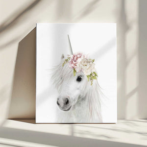 Tablou canvas „Floral Unicorn” de Lola Peacock