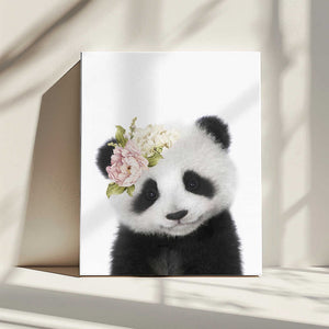 Tablou canvas „Floral Baby Panda” de Lola Peacock
