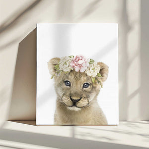 Tablou canvas „Floral Baby Lion” de Lola Peacock