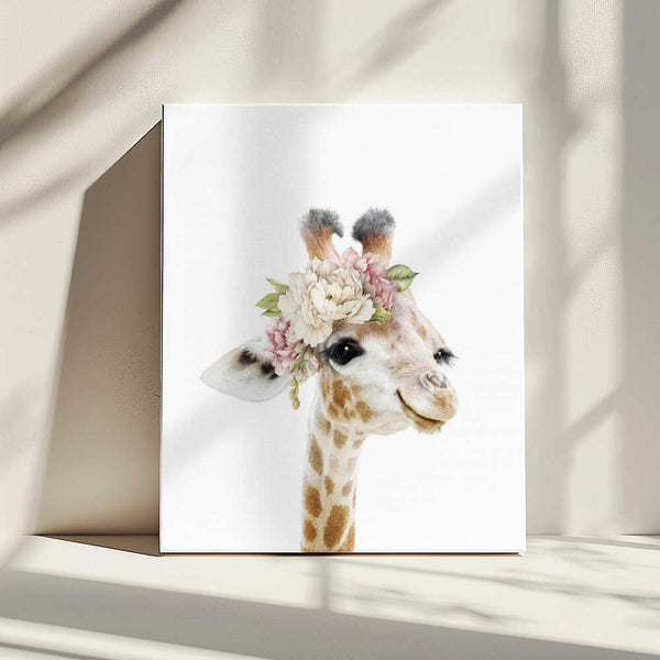 Tablou canvas „Floral Baby Giraffe” de Lola Peacock