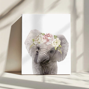 Tablou canvas „Floral Baby Elephant” de Lola Peacock