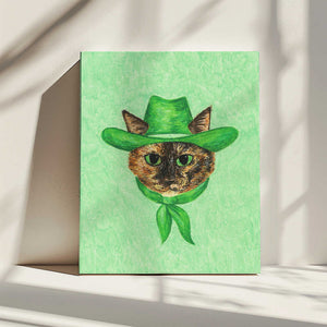 Tablou canvas „Tilly The Cowgirl Tortie Cat” de Anyone Can Yeehaw