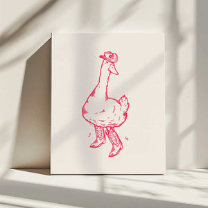 Tablou canvas „Duck wearing Western Boots in pink” de Tara Royle