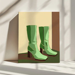 Tablou canvas „Green boots” de Sharyn Bursic