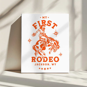 Tablou canvas „My First Rodeo Jackson Wyoming Horseback Cowgirl” de The Whiskey Ginger
