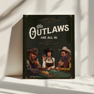 Tablou canvas „Outlaws Are All In Cool Cowboy Poker Art” de The Whiskey Ginger
