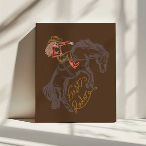 Tablou canvas „Cowgirl Riding A Rearing Horse” de Nikita Jariwala
