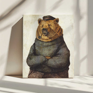 Tablou canvas „Bear Dressed In A Sweater And Cap” de Mike Koubou