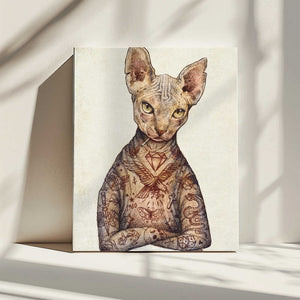 Tablou canvas „Stylish Tattoo Cat” de Mike Koubou