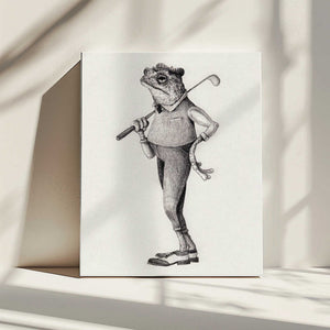 Tablou canvas „Frog In  Vintage Golf Attire” de Mike Koubou