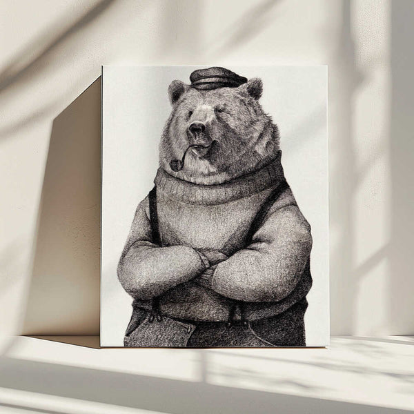 Tablou canvas „Bear In Vintage Attire” de Mike Koubou